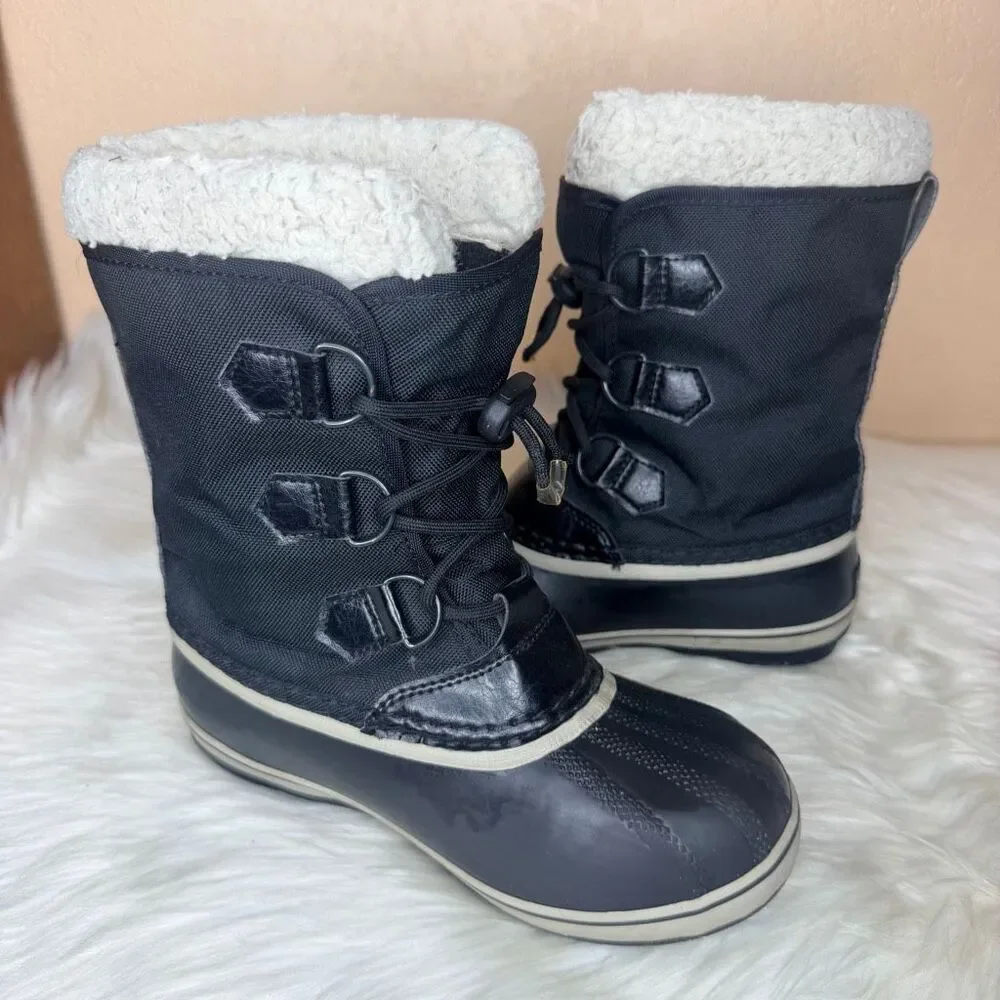 SOREL Youth Kids Yoot Pac Black Waterproof Snow Boots Size 3